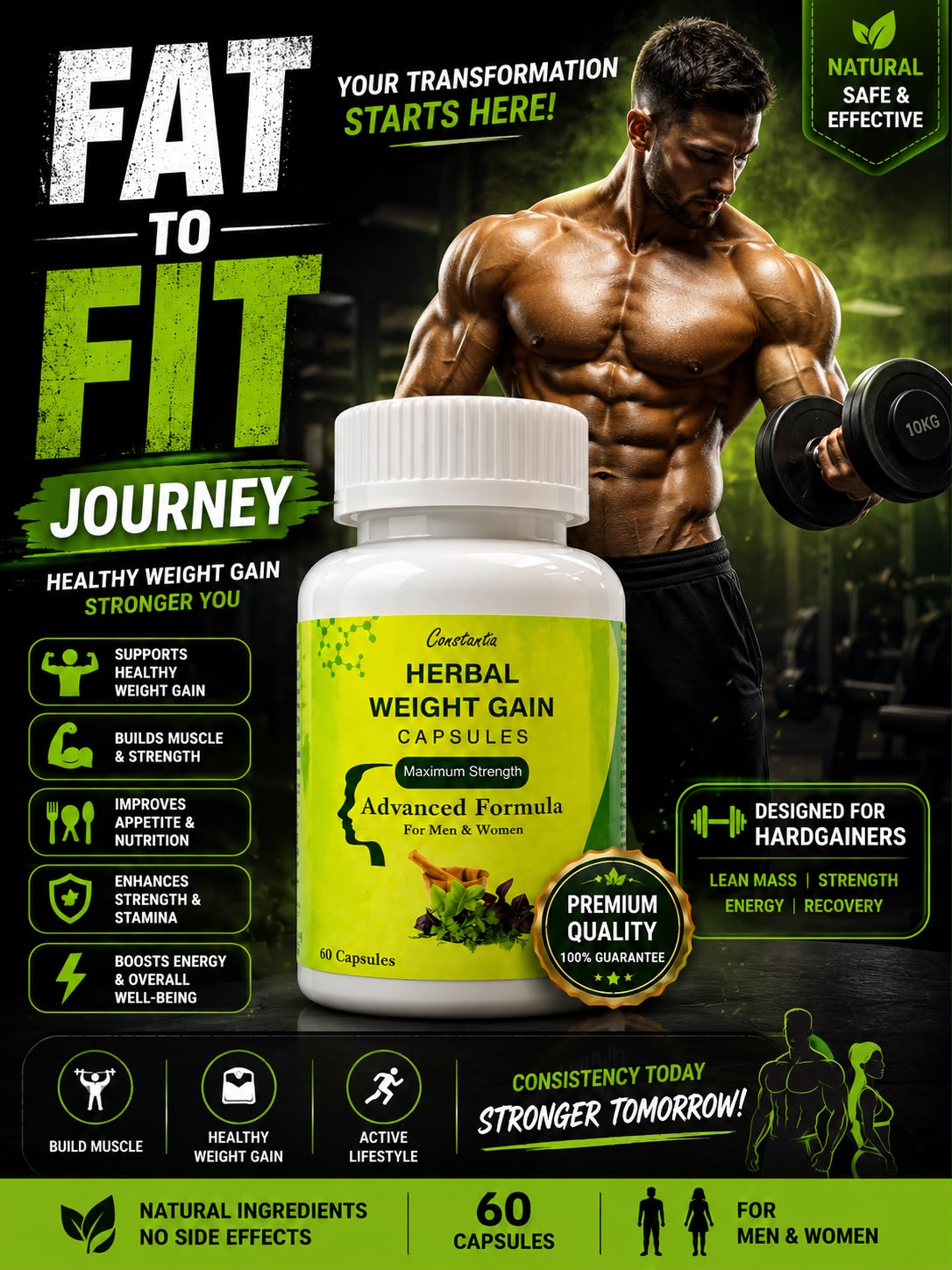 🌿 Herbal Weight Gain Capsules 💪