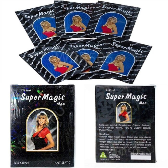 Super Magic Man Wet Wipes Tissue for Long Sex and Delay Ejaculation pack of 6 tissue - Image 1